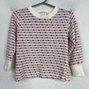 Toddle Time JC Penney Shirt Girls Size 4 White Hearts Long Sleeve Crewneck VTG‎